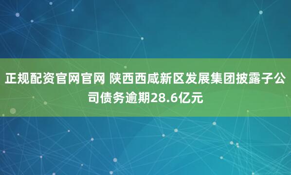 正规配资官网官网 陕西西咸新区发展集团披露子公司债务逾期28.6亿元